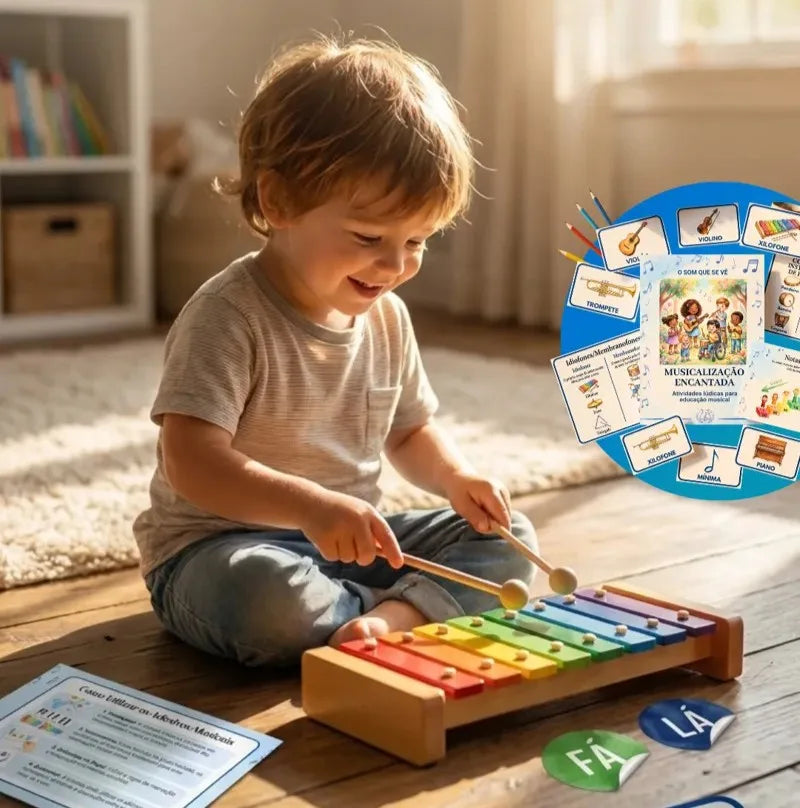 Niño tocando un xilófono